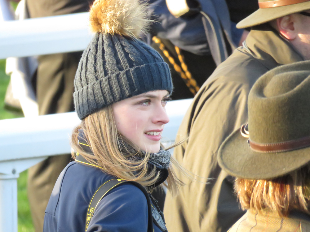 Francesca Altoft - on a pretty chilly day at Newbury Racecourse