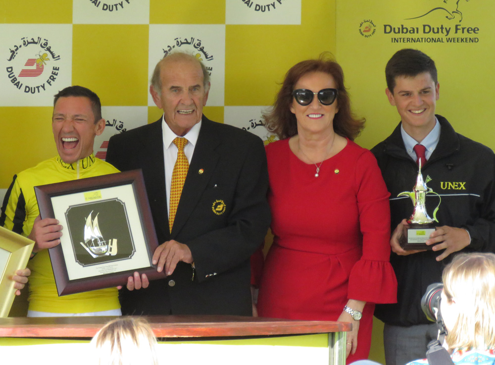 What a laugh! Frankie Dettori in fine form after his Newbury victory with James Garfield