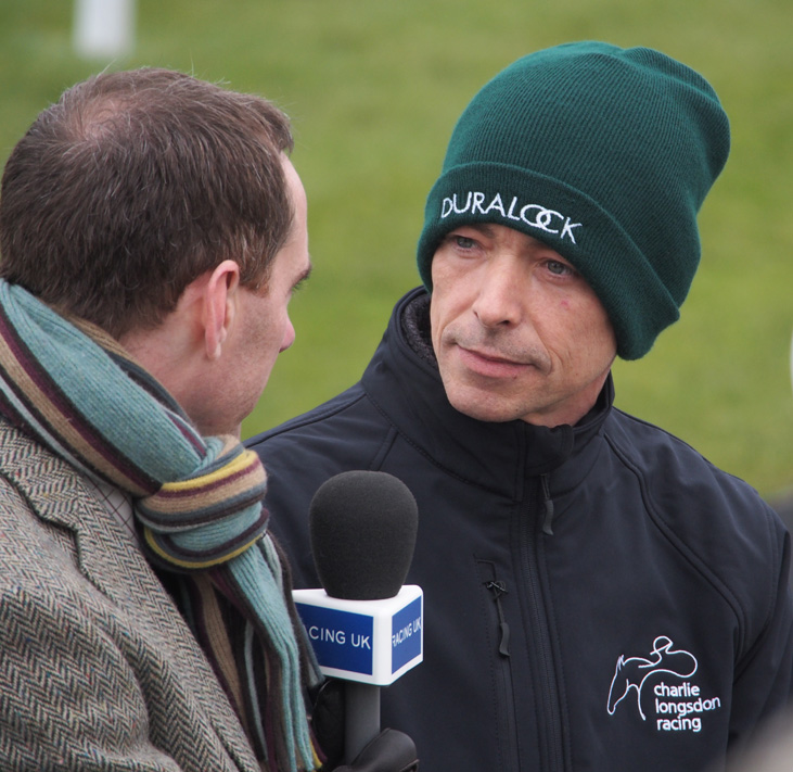 Phil Clark being interviewed by a Racing UK colleague